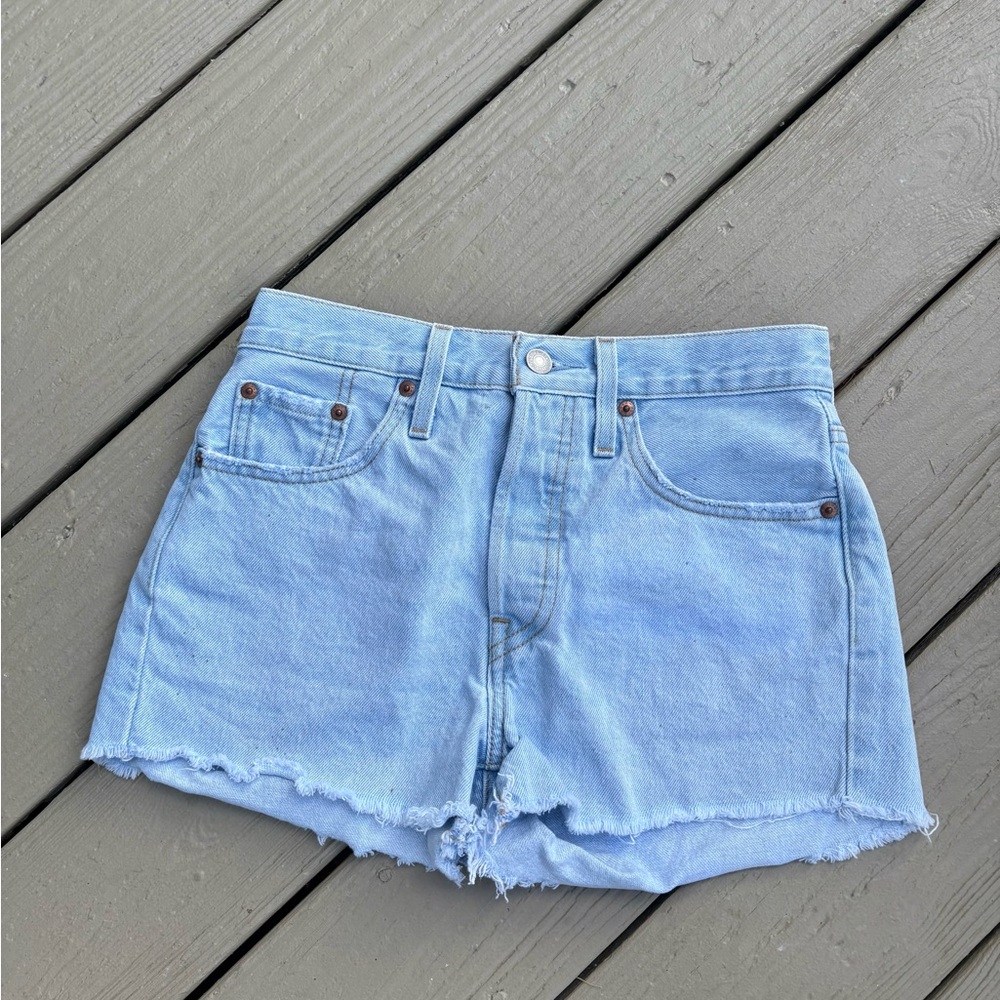 LEVIS Light Blue Denim Women Shorts, Size: 25